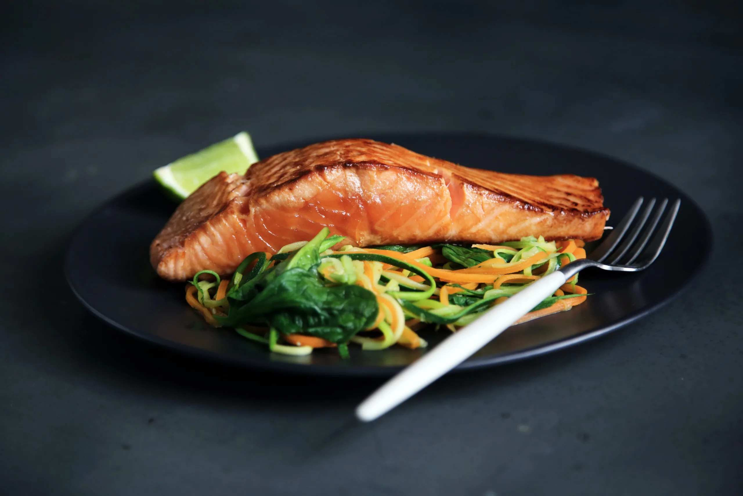 plate with fish and vegetables