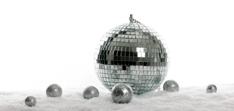 Disco ball and snow