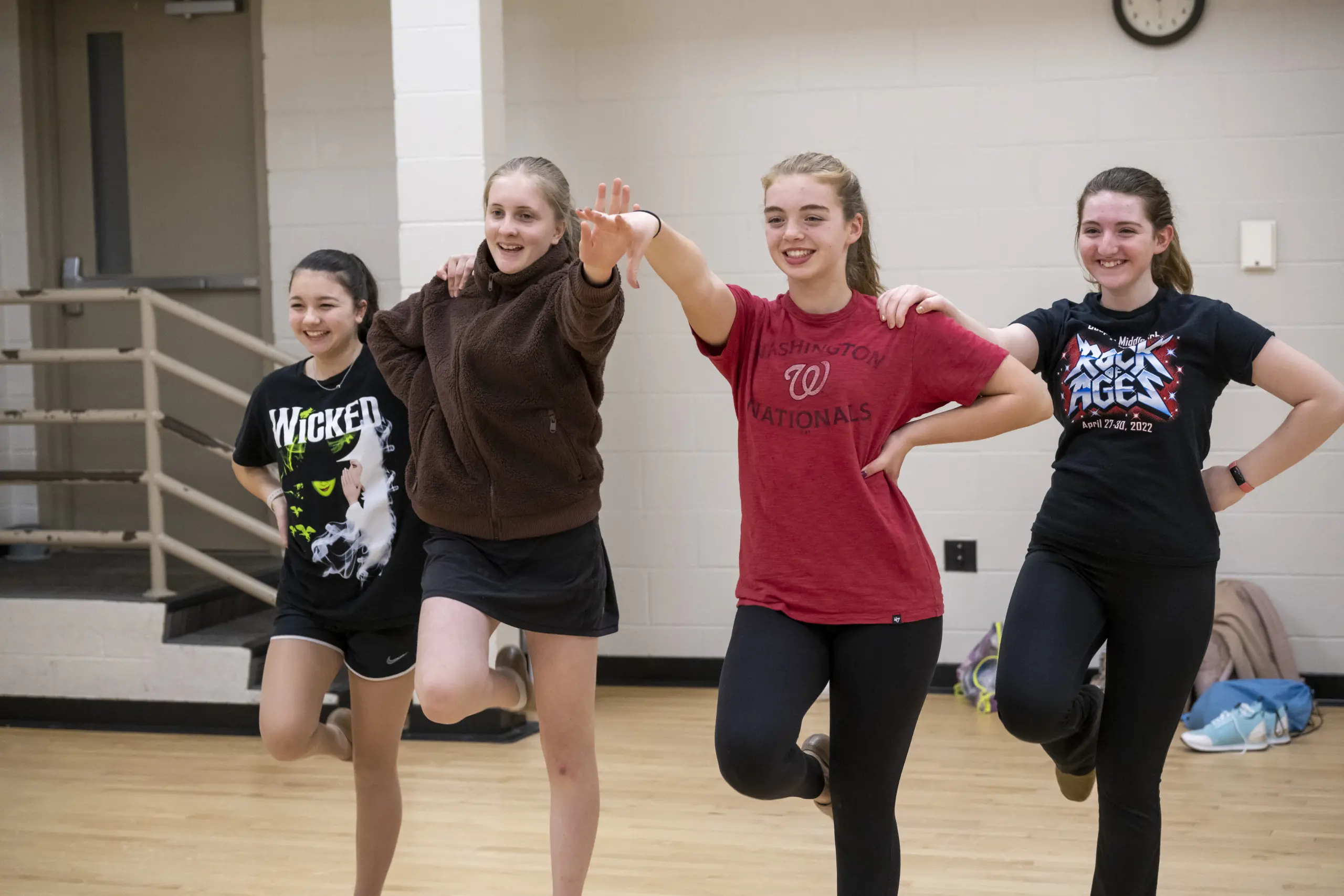 Girls practicing musical theater.