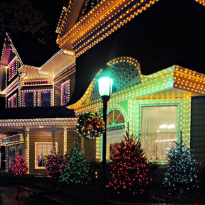 Holiday lights on a house