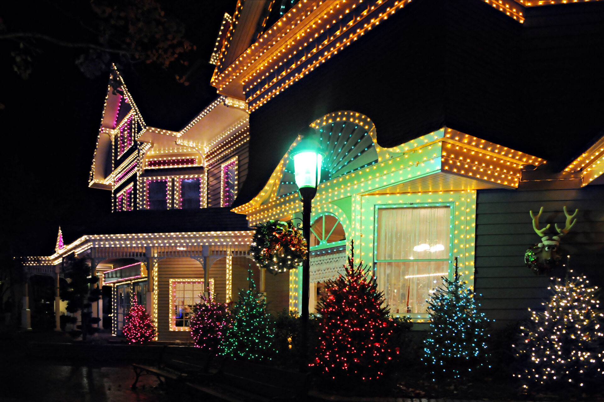 Holiday lights on a house