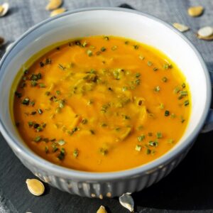 A bowl of pumpkin soup