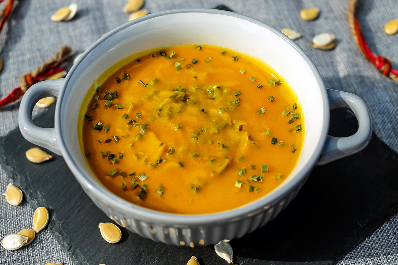A bowl of pumpkin soup