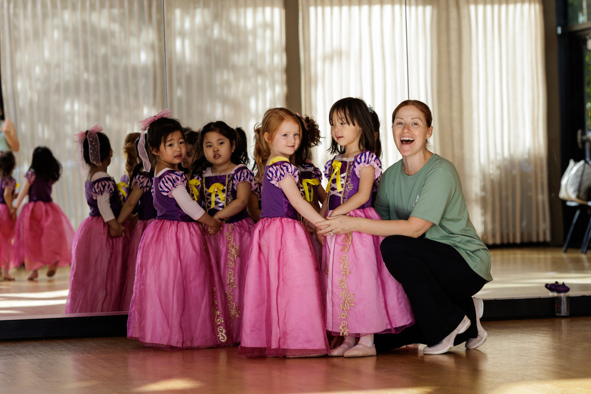 Fairytale Ballet class with young girls dressed as fairies.