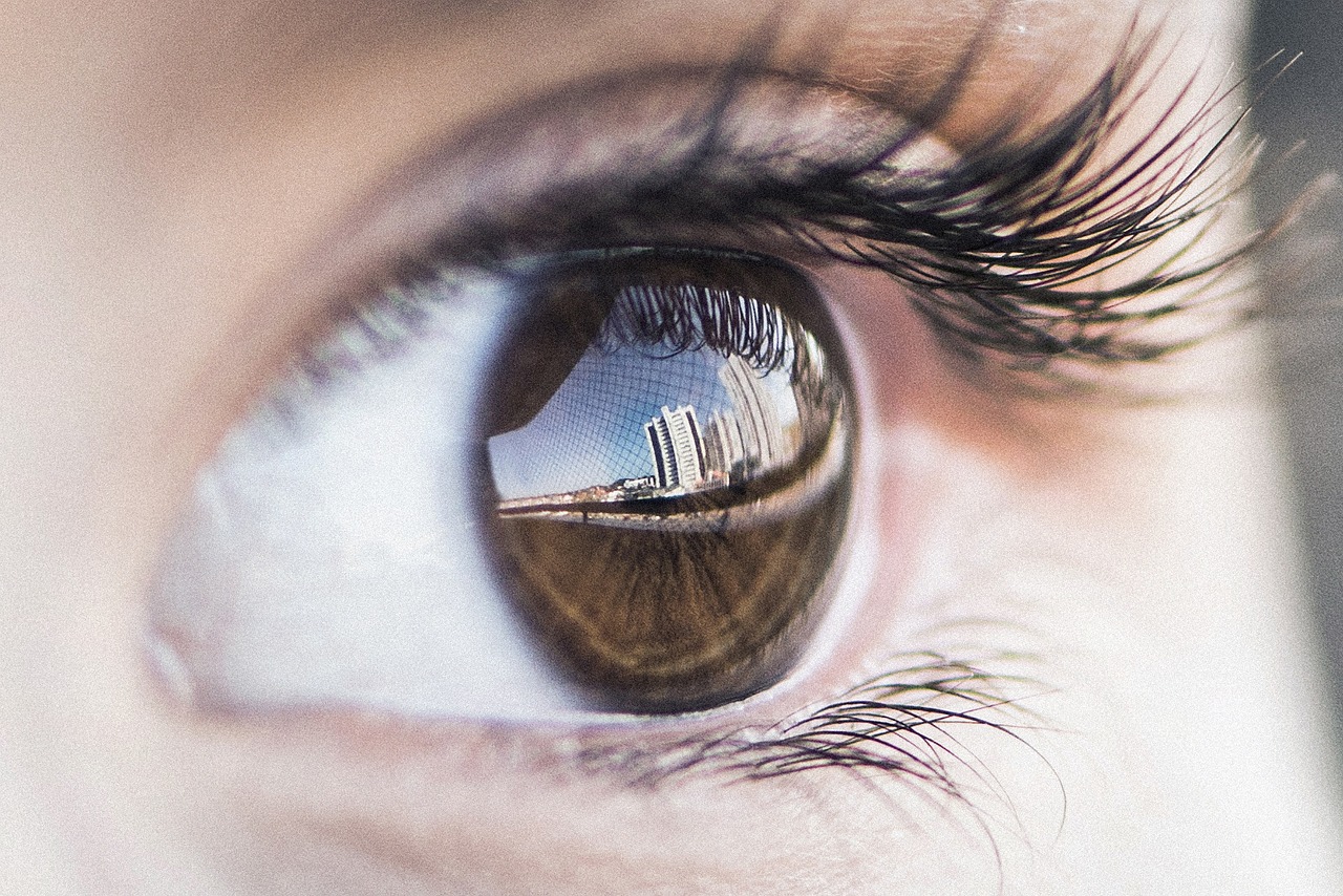Eyeball reflecting a building